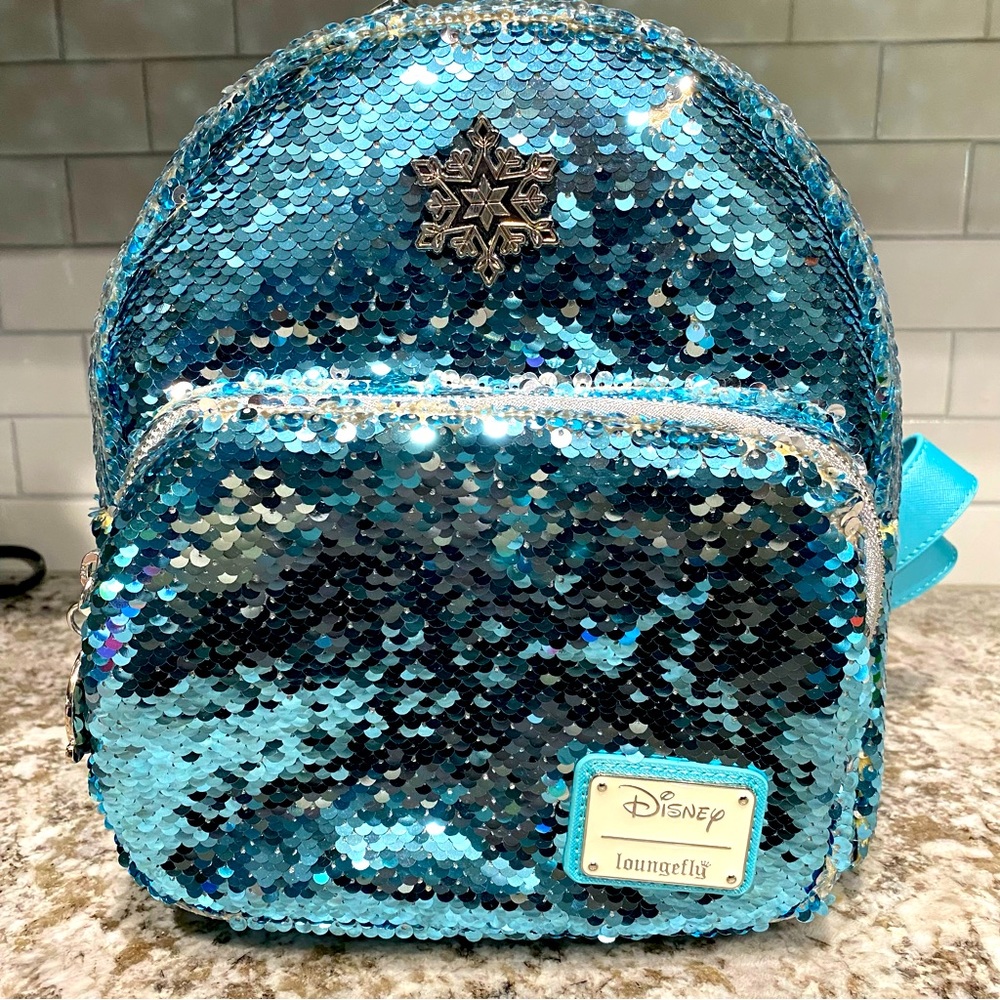 NWT Disney's Frozen Elsa Sequin Loungefly Mini Backpack